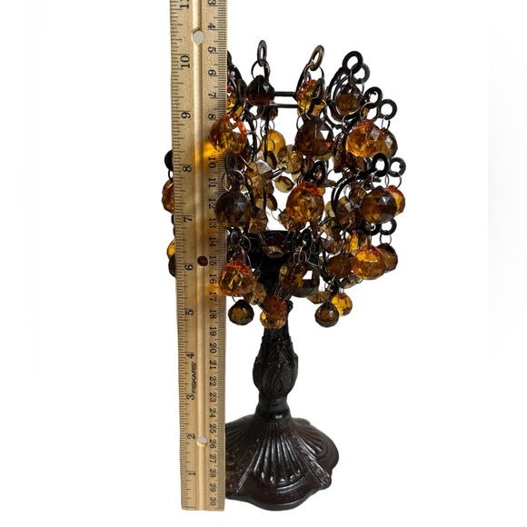 Tea Light Candle Lamp Amber Brown Beaded Cedar Creek Collection Tree Style Vtg - Picture 5 of 7